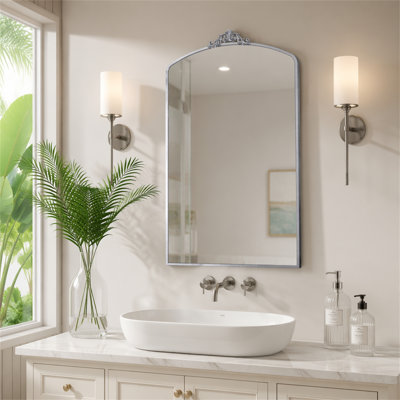 Full Length Mirror 36x66 Inch Vintage Ornate Arched Floor Mirror Metal Framed Mirror Dressing Mirror Oversized Wall Mirror