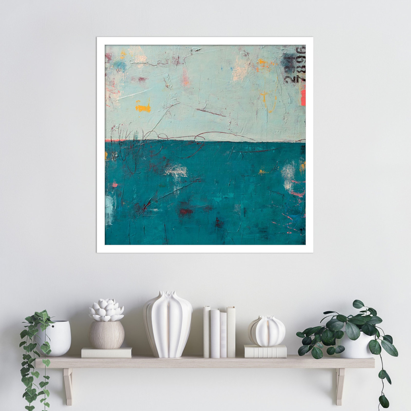 Blue Bay Hideaway Print by Erin Ashley, 21" H x 21" W, White