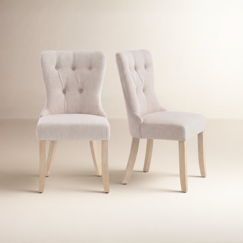 Dutton Upholstered Dining Chair, Light Beige Polyester Blend