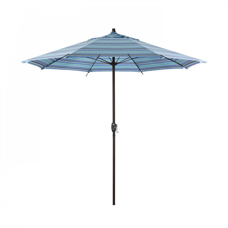 Parasol de marché 7,5 pi Gino, H 94 po x l 86,3 po x P 86,3 po, Sunbrella® Dolce à rayures oasis