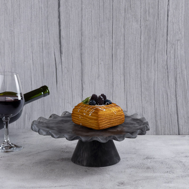 Présentoir à gâteaux en résine grand, H 3,15 po x l 9,25 po x P 9,25 po, Noir