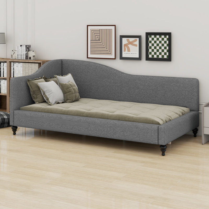 L-Shaped Daybed, With Solid Wood Legs, Gray