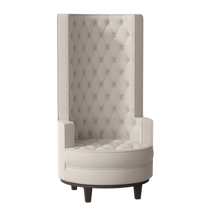 Norma Tufted Wingback Chair, Bella Black Performance Velvet, Brown Mahogany