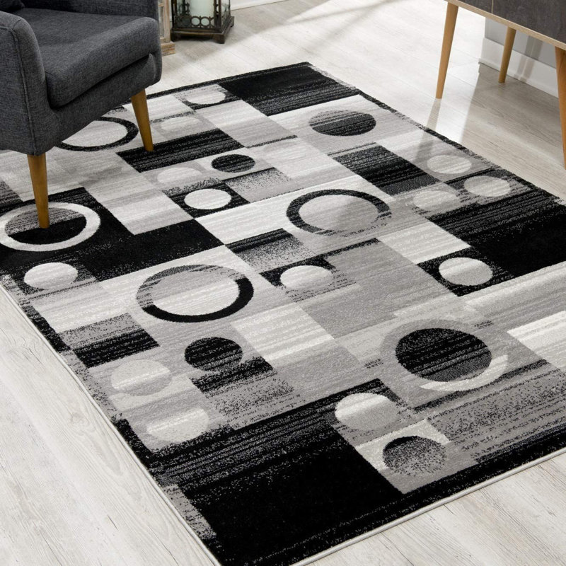 Tapis gris à motif abstrait Dillup-Jones, Tapis de couloir : 3 pi x 10 pi