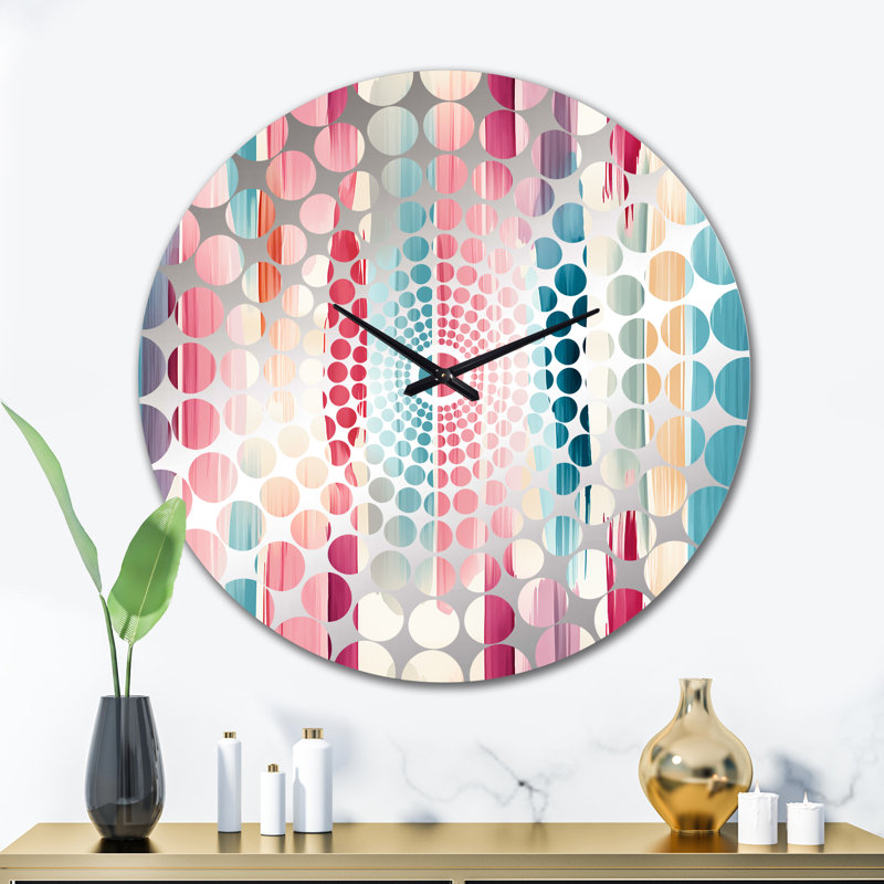 Horloge murale rayée bleue et rose, Très grand