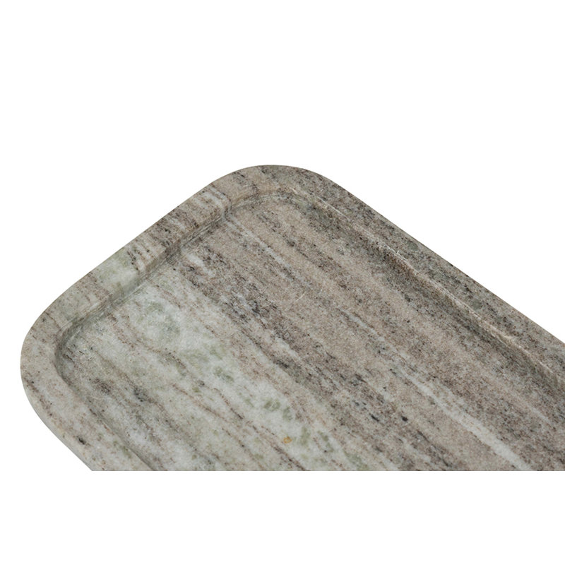 Plateau rectangulaire en marbre gris avec bords surélevés 12 po x 6 po