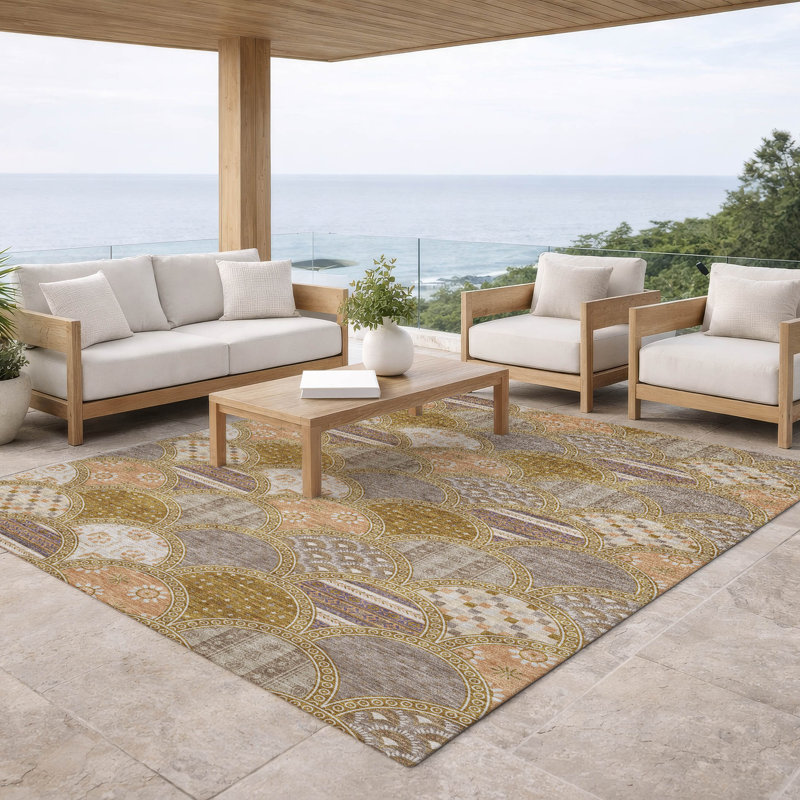 Machine Washable Indoor/Outdoor Chantille ACN2863 Americana Rug, Walnut, 5' x 7'6"