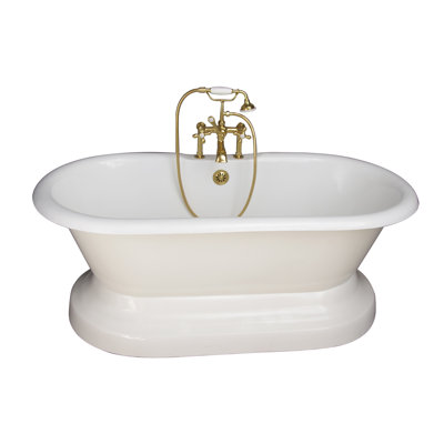66'' x 30'' Soaking Cast Iron Bathtub with Faucet