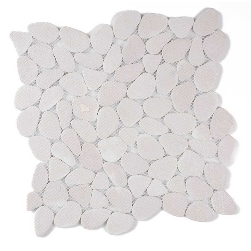 Huron Glass Pebbles Mosaic Tile, Glacier