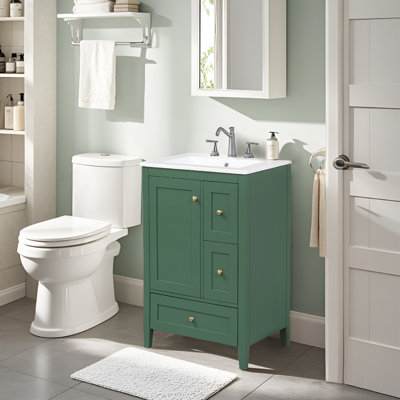 24" Freestanding Bathroom Vanity With Ceramic Sink