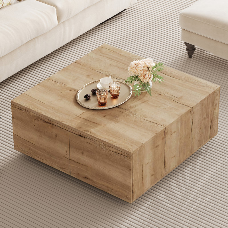 Table basse 33 po Mid-Century, Bois naturel