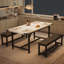Ensemble de table et de chaises de salle à manger extensibles de 160 cm pour 4 à 6 personnes, table de cuisine rectangulaire avec 2 banquettes rembourrées, gain de place, structure en métal de style industriel, idéal pour un appartement ou une salle à manger, marbre blanc