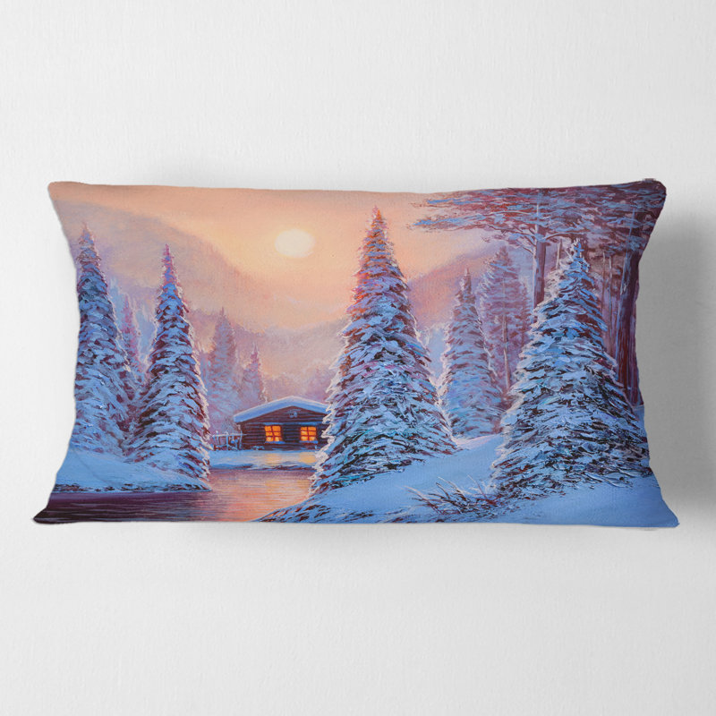 Housse de coussin rectangulaire et insert Landscape and the River House in the Woods I