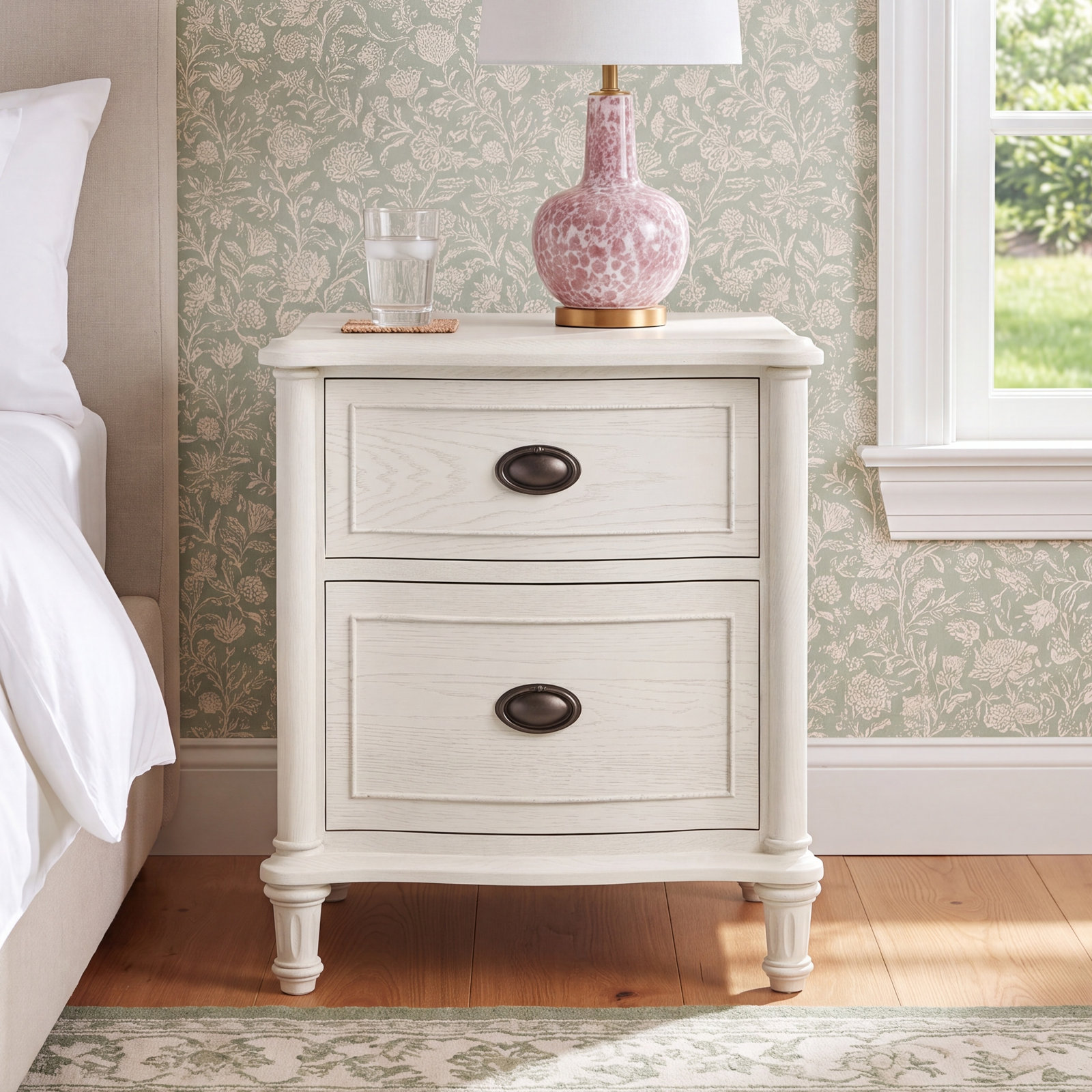 Watson Oak Nightstand, Cream