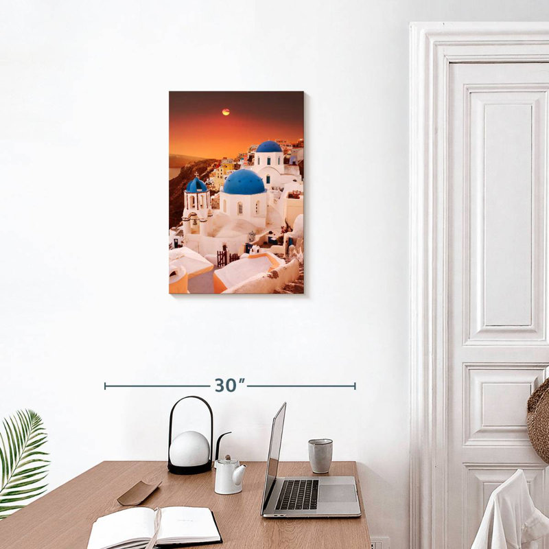 Aime, coucher de soleil sur Santorin, H 24 po x l 16 po