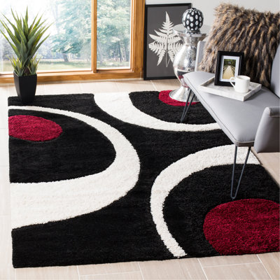 Ashal Abstract Black/Ivory Area Rug