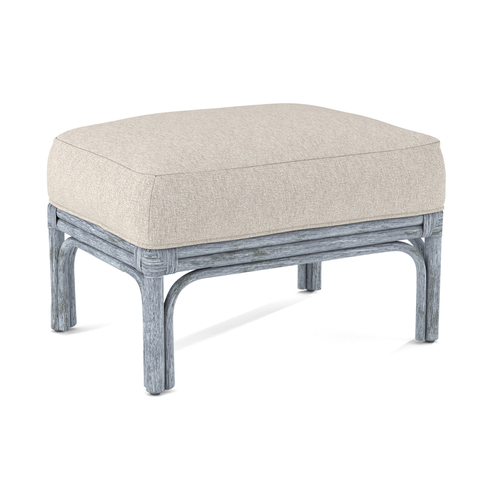 Boca Upholstered Ottoman, Snow Crypton Performance; 0884-91, Sea Glass