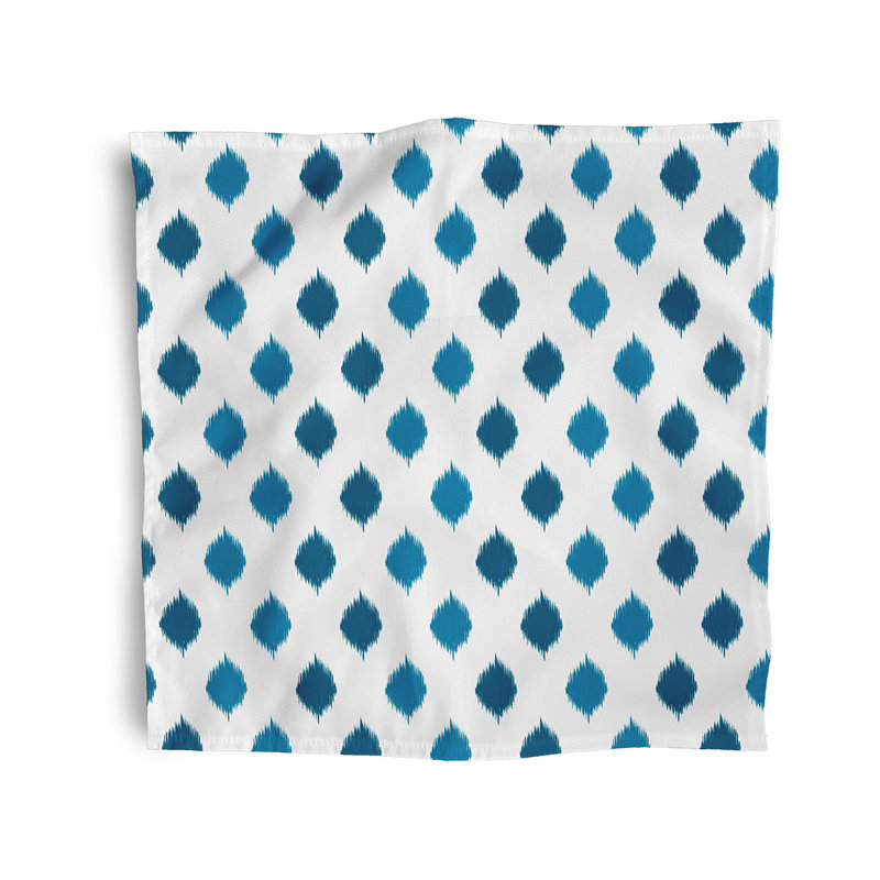 Lasasha Polyester Ikat Square Napkin, Teal