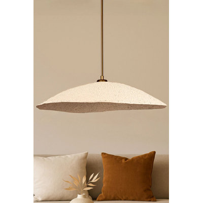 Élégant lustre réglable, doré et écru, structure en métal, plaque de base de 15,7 po x 3,1 po, hauteur: 4,7 po à 24,4 po | Douille E27 de 40 W Max, éclairage élégant pour le salon, la salle à manger et le vestibule | Certifié IP20