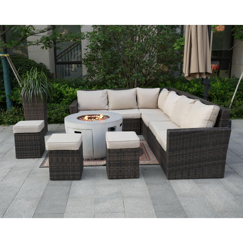 Ensemble de conversation modulaire 8 pièces avec coussins 8 pièces