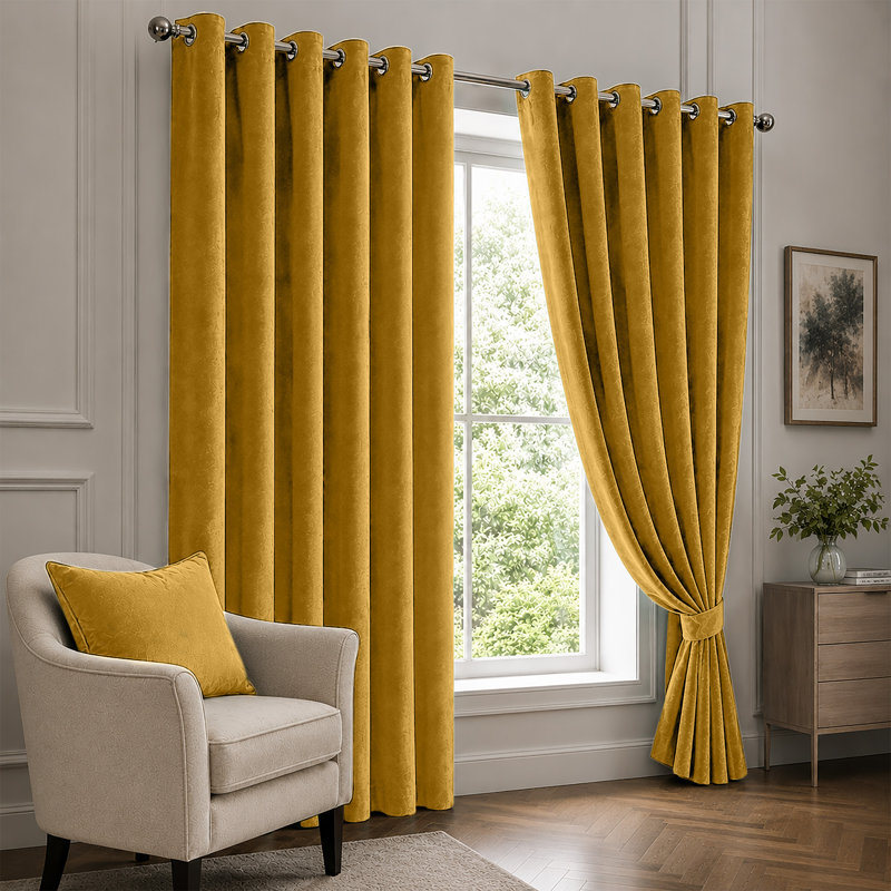 Velvet Room Darkening Curtain Panel Pair, 117 cm X 137 cm