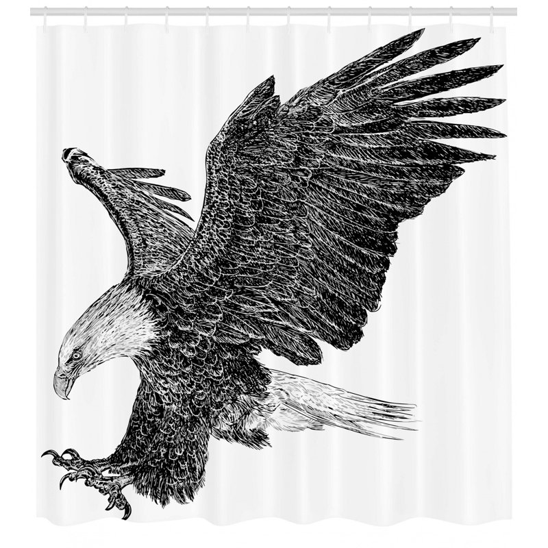  Rideau de douche animal à tête d'aigle, H 75 po x l 69 po