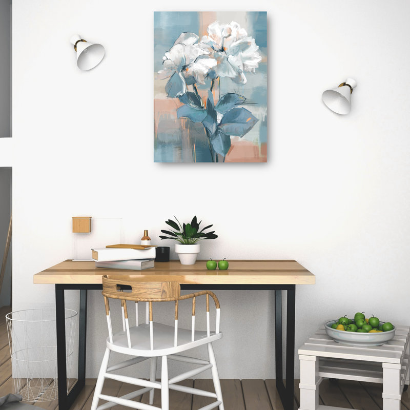 Spring Duet Blue and White Floral Canvas Art Print