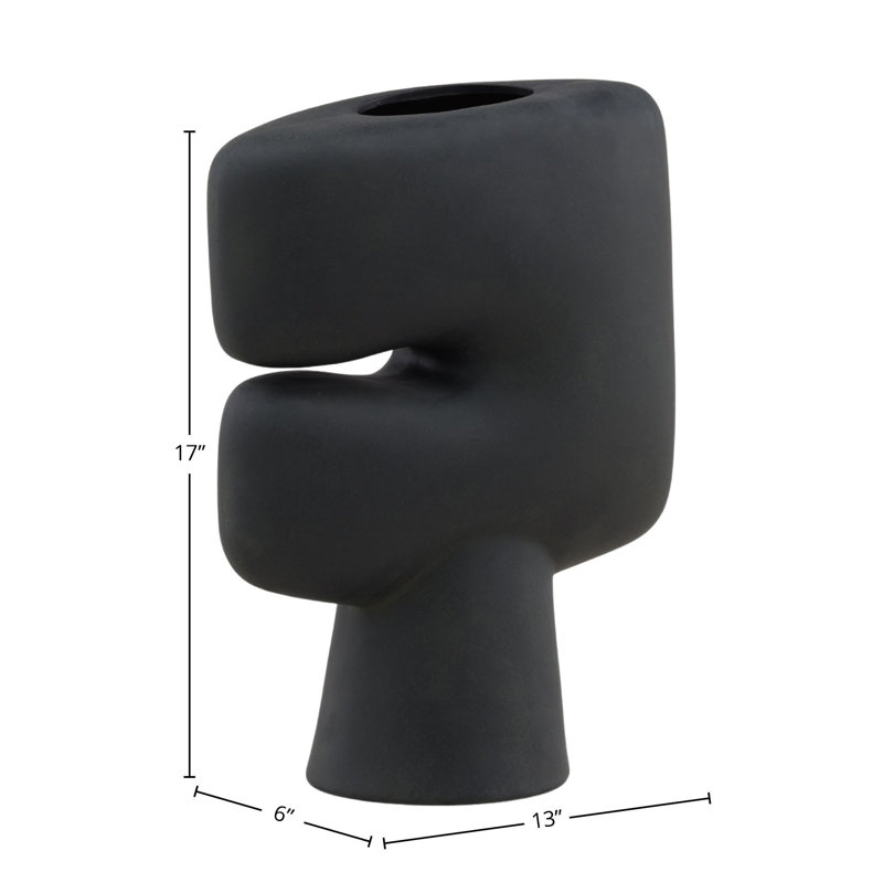 Niamh 17" Tall Terracotta Vase, Black