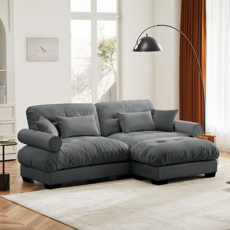 Canapé modulaire rembourré en velours avec repose-pieds