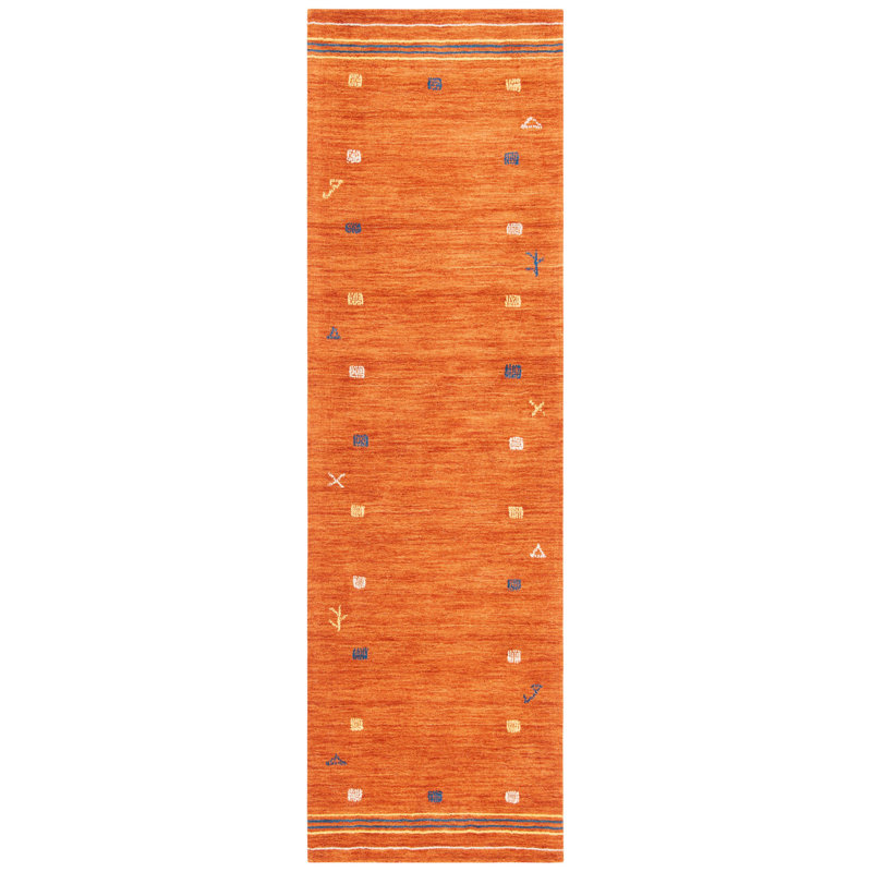 Tapis rouille en laine Danette, Tapis de couloir 2 pi 3 po x 8 pi