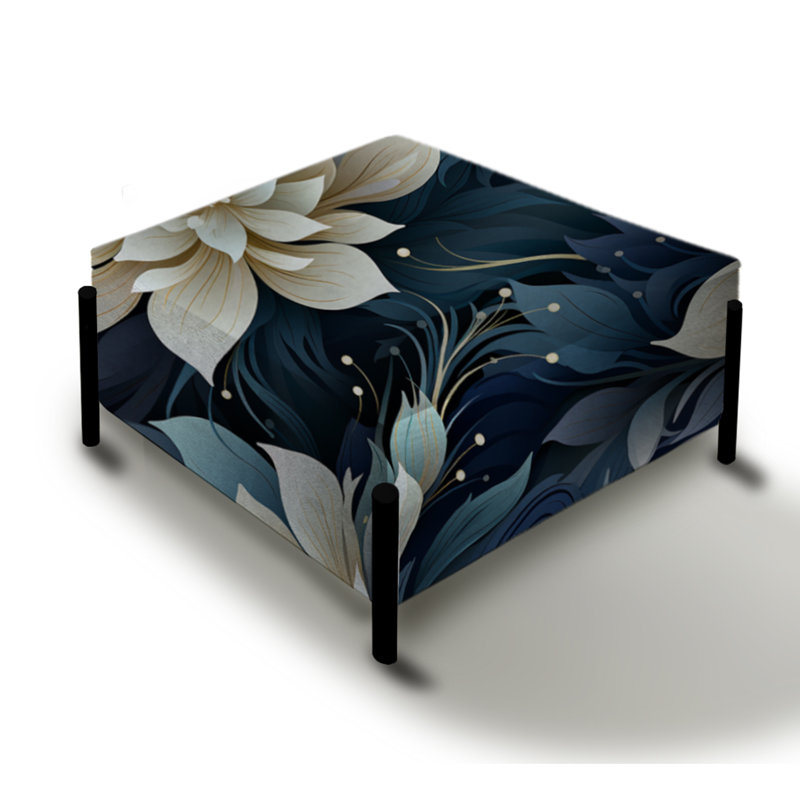Midnight Mirage Moody Patterns - Grand repose-pieds carré floral