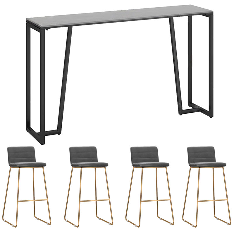 Tabourets et tables de luxe et luxueux, H 41,3 po x L 78,7 po x l 15,7 po, Gris / Noir, Gris