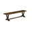 6 Piece Set a Distressed Jacobean Top Kitchen Table in Trestle Base with Bench and 4 Dark Khaki Linen Fabric Dining Chairs - Distressed Jacobean Finish-1117481767-1117481766