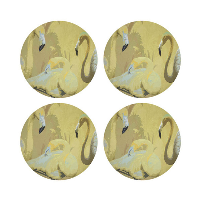 Palm Springs Vegan Leather Round Pebble Placemat, Golden