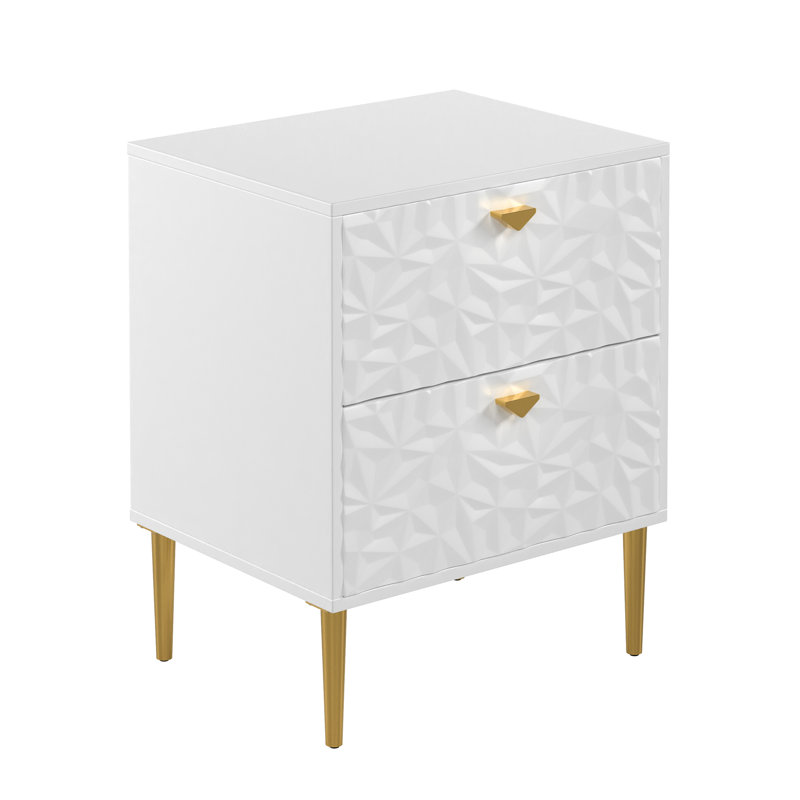 Table de chevet 2 tiroirs Baity, Blanc