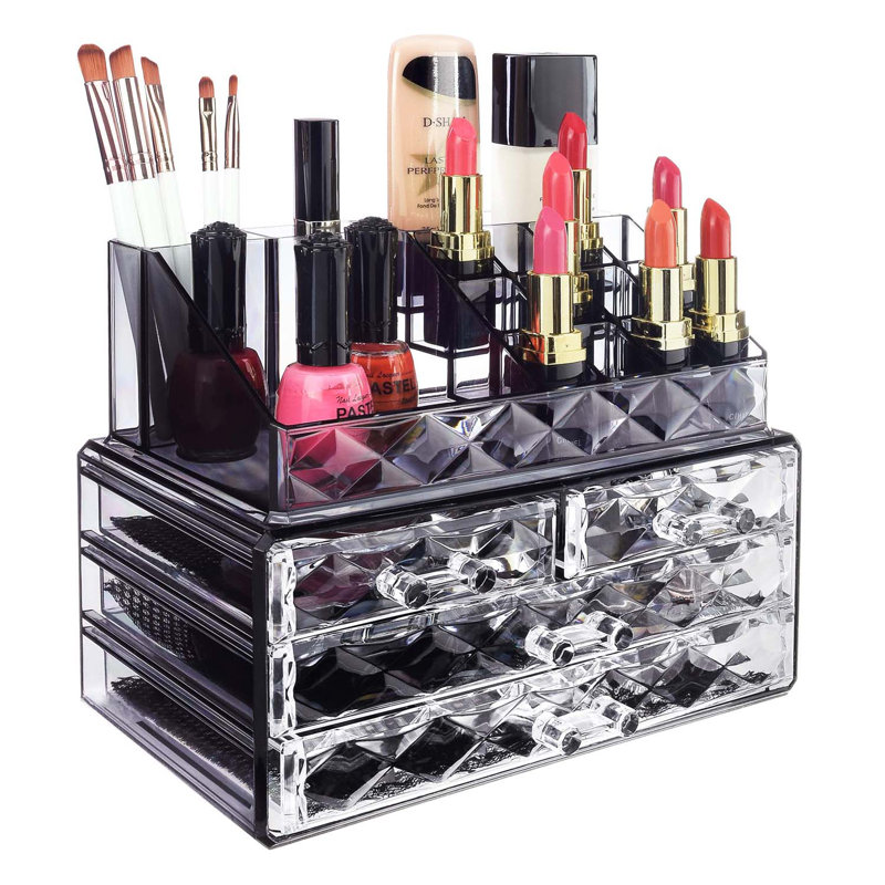 Boîte à accessoires de rangement pour bijoux et cosmétiques, Noir