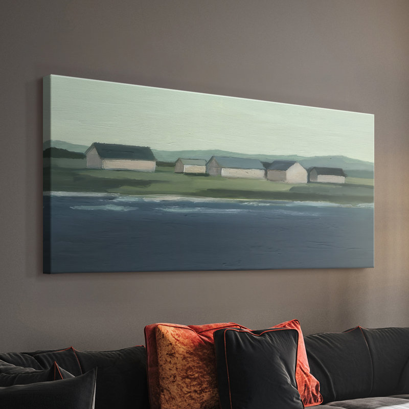 Lakeside Coast I - Toile tendue avec châssis - Prêt à accrocher, H 16 po x l 32 po
