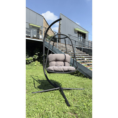 Fauteuil à œufs pivotant, support, intérieur extérieur, support de type C suspendu au panier de patio, conception ergonomique confortable, coussin moelleux, oreiller et patio sécuritaire, - support à 4 points facile à déplacer