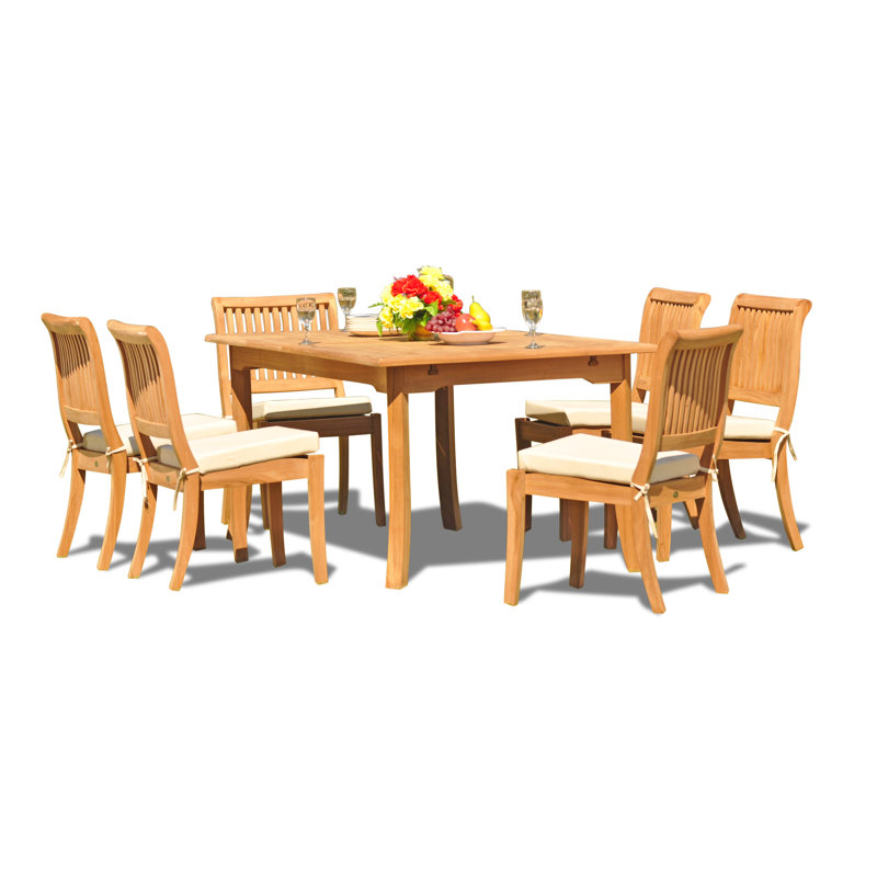 Ensemble repas 7 pièces teck luxueux Masten