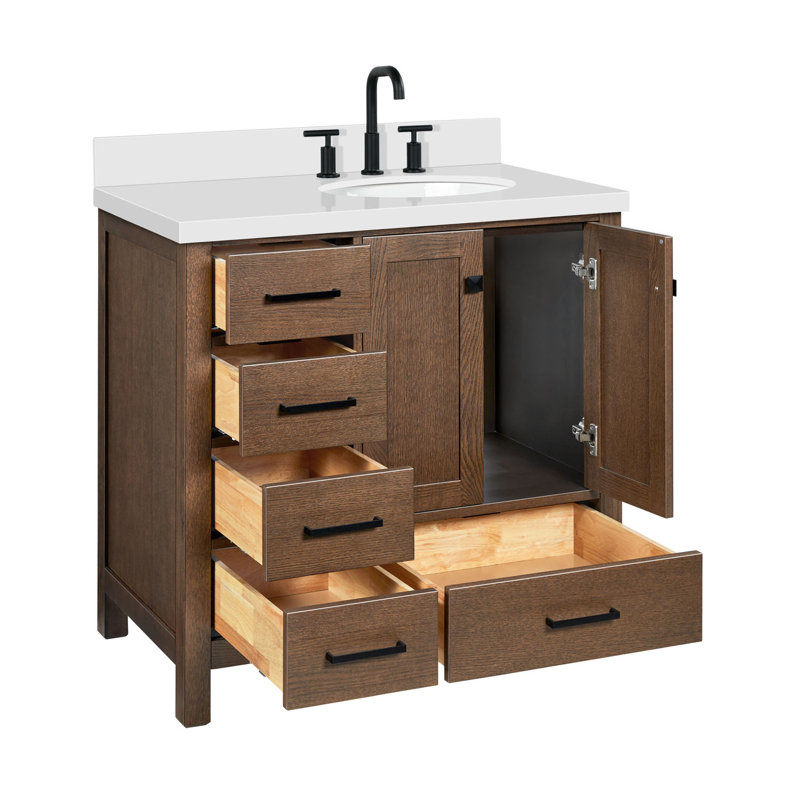 Ensemble de meuble-lavabo simple 37 po Amariani, Chêne brun