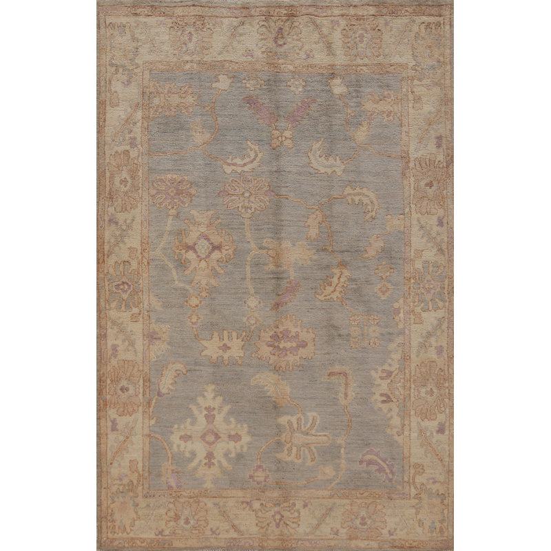 Tapis turc Oushak en laine à teinture végétale 4 x 6