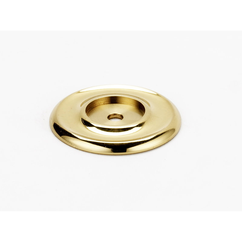 Traditional Metal Knob Backplate, Polished Brass, 1.75'' H X 1.75'' W X 0.19'' D