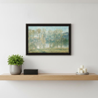«Peaceful Tree Line», impression murale encadrée noire
