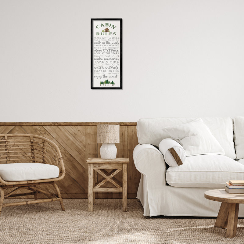 Fun Rustic Cabin Rules Framed Giclee, design by Seven Trees Design, Black, 24" H x 10" W