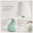 14" Cordless Sage Green Ceramic Bedside Lamp with Scalloped Linen Shade and LED Bulb-1806745881
