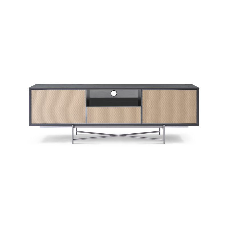 Alfredas Unfinished TV Stand for TVs up to 78", Grey/Dark Chrome