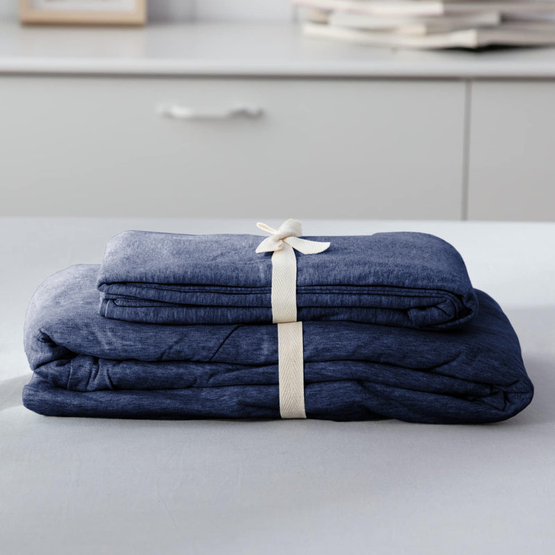 Jersey Knit Fitted Sheet, Kingsize (5'), Navy