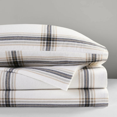 100% Cotton Flannel Tan Plaid 4 Pcs Full Sheet Twin/Full Fitted 12" Queen/King/ King 14" Soft Velvet Includes 1 Flat 2 Pillowcases Elasticized And Machine Washable - No Harmful Substances