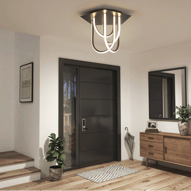 19.6 Inch Modern LED Flush Mount Light Aluminum U Style Belt Light Warm Light Switch Dimmable