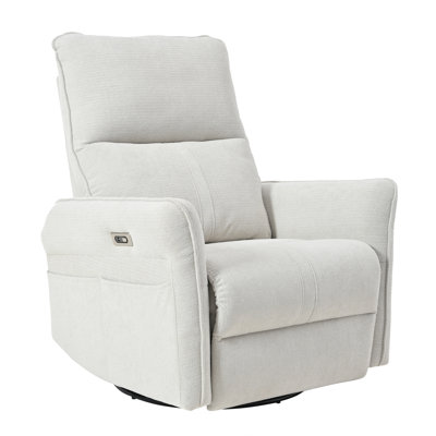 270° Power Swivel Rocker Recliner Chair For Adults, Swivel Rocking Recliner Chair,Electric Small Recliners For Small Spaces, Single Sofa Recliner For Living Room, Bedroom,RV (Fabric Gray+270°Swivel)